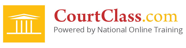 CourtClass logo in black and white with justified alignment, featuring bold, modern typography spanning the width of the design.